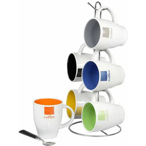 Home Basics Mug Set With Stand, 6-Piece