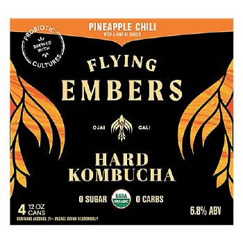 Flying Embers Hard Kombucha, Pineapple Chili