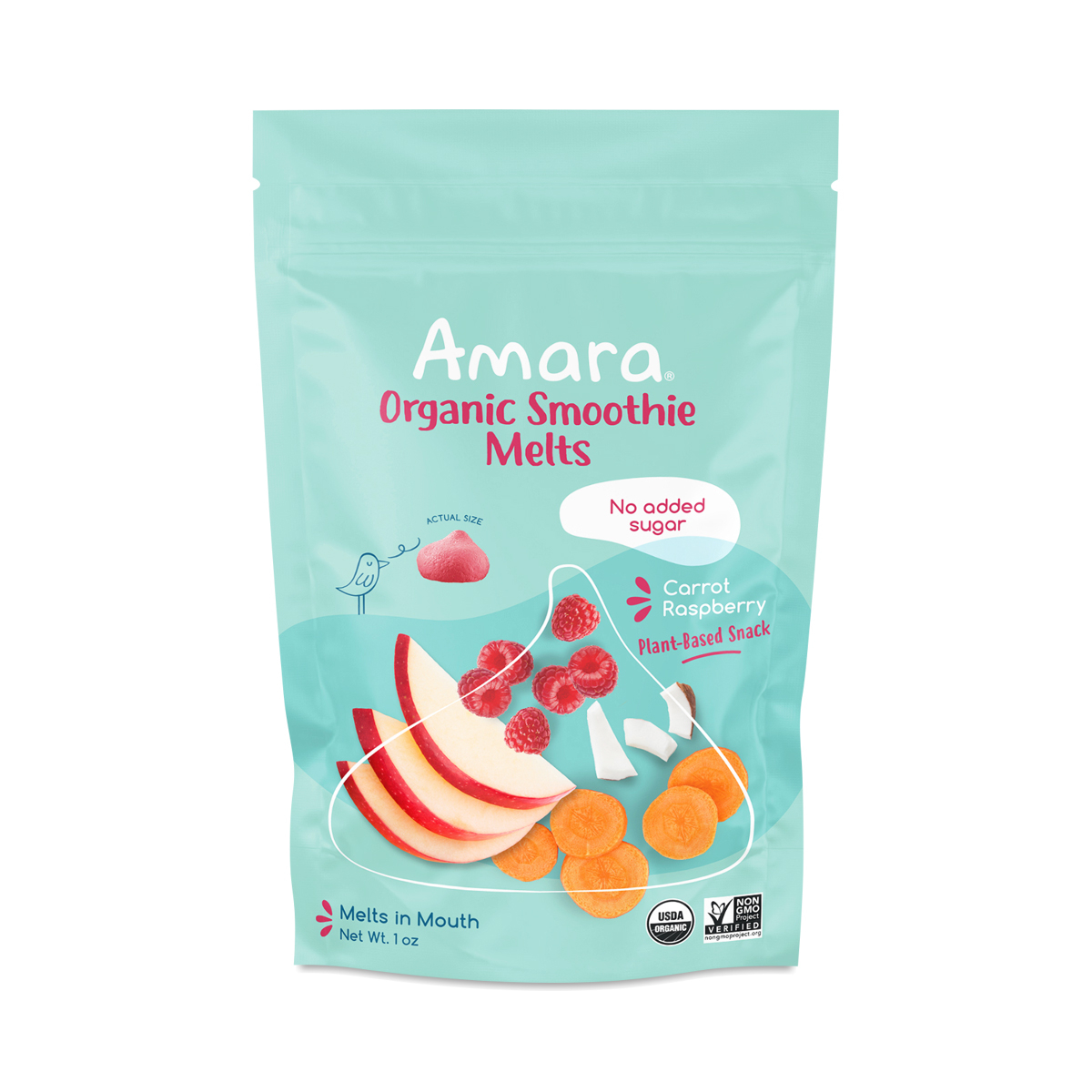 Amara Baby Food Organic Smoothie Melts - Carrot Raspberry