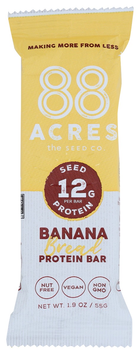 88 Acres Protein Bar Banana Bread - Case Of 9-1.9 Oz