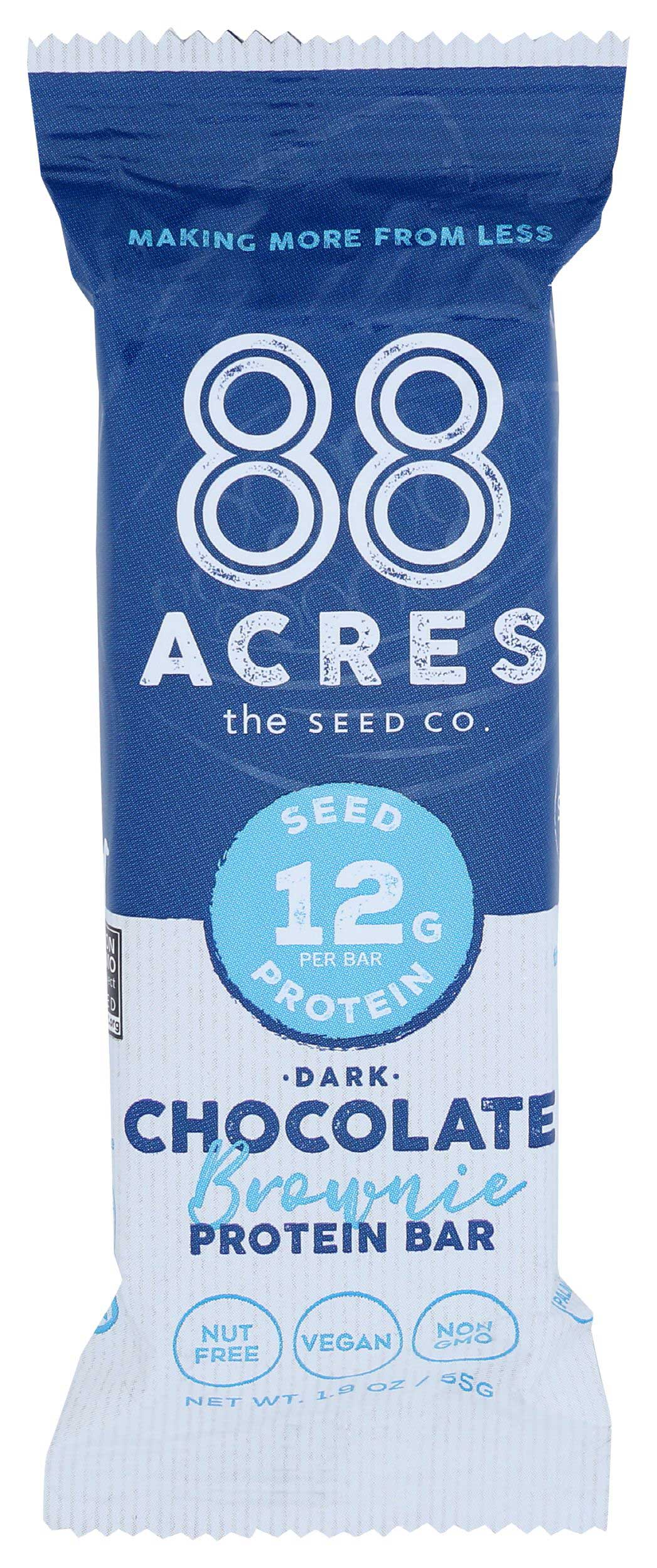 88 Acres Dark Chocolate Brownie Protein Bar - Case Of 9/1.9 Oz