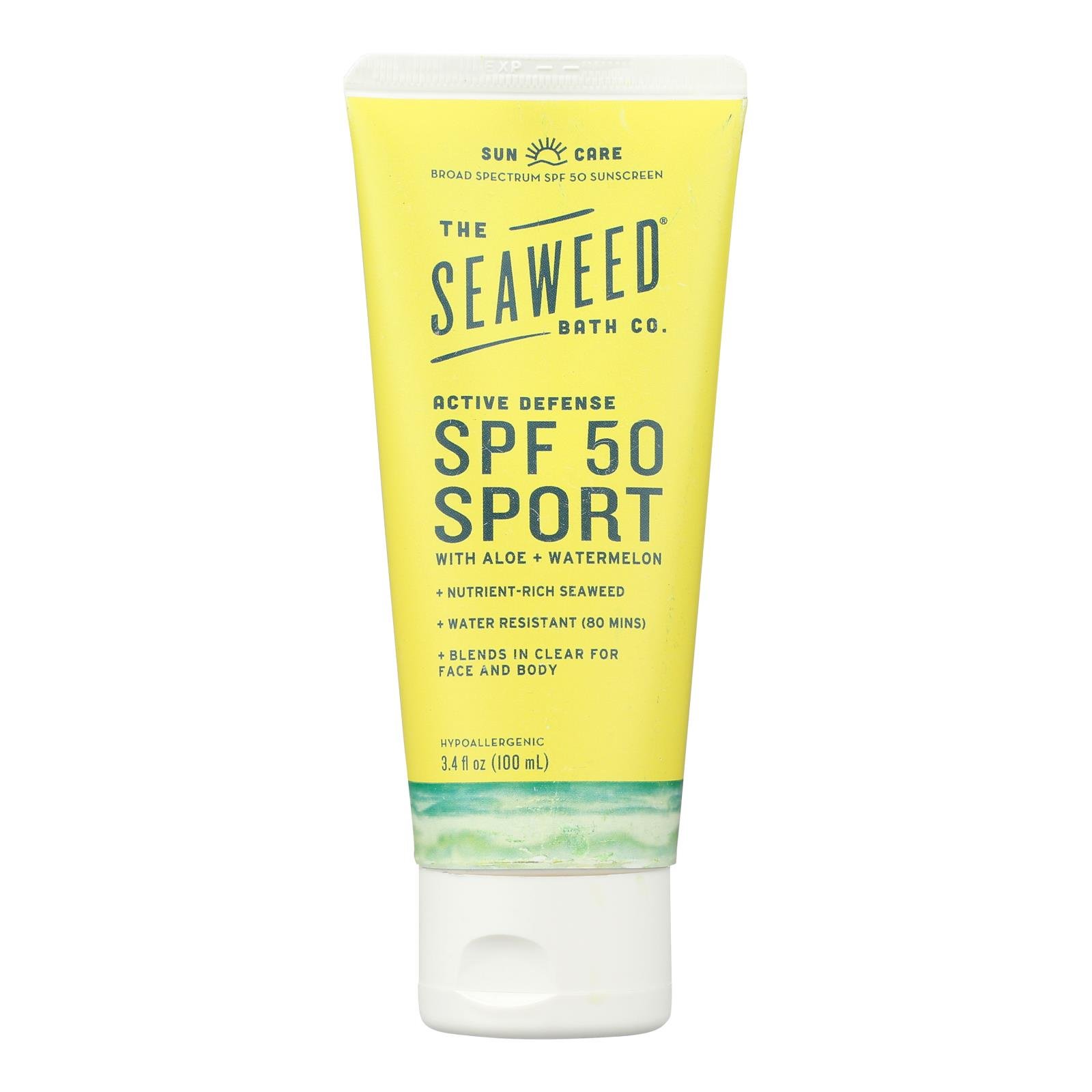 The Seaweed Bath Co Active Defense Sport SPF 50 Sunscreen Cream, 3.4 Oz