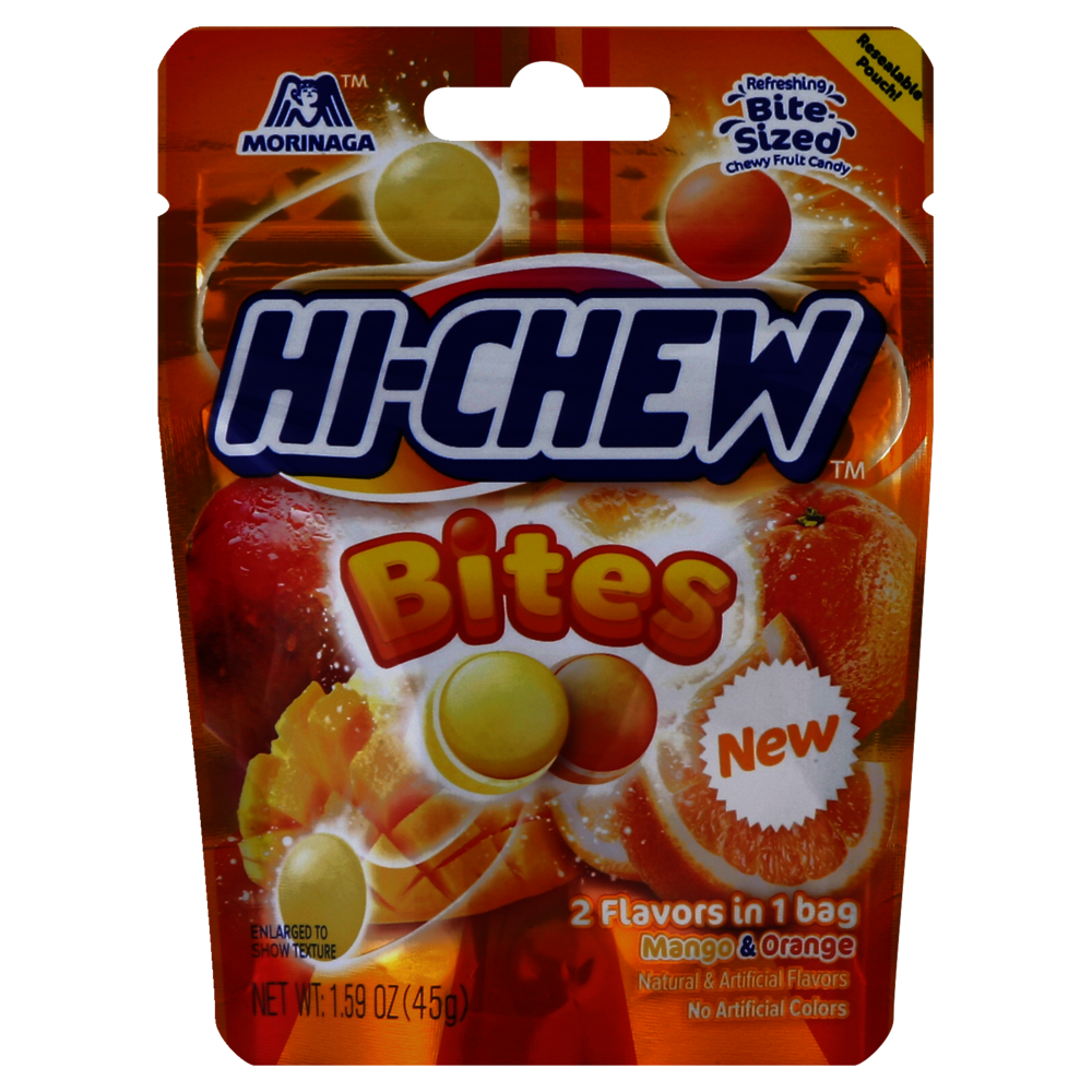 Hi Chew Moringa Bites Mango & Orange Chewy Fruit Candy 1.59 Oz