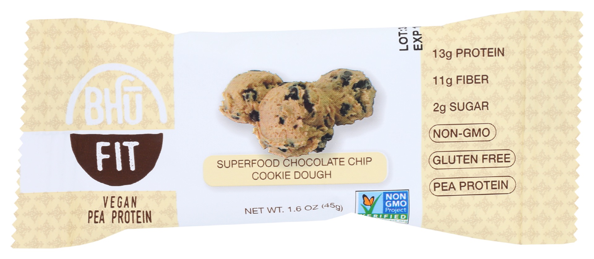 Bhu Fit FOODS: Bar Choc Chip Cooke Dough, 45 Gm