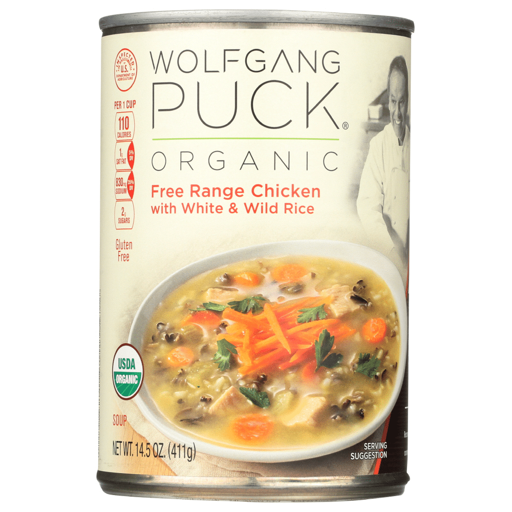Wolfgang Puck Organic Free Range Chicken With White & Wild Rice Soup, 14.5 Oz. Can