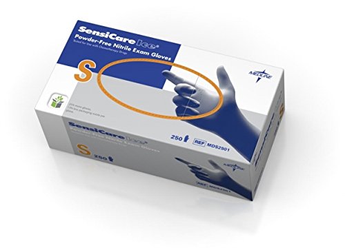 MediChoice MDS2501H - SensiCare Ice Blue Nitrile Exam Gloves, Blue, Small