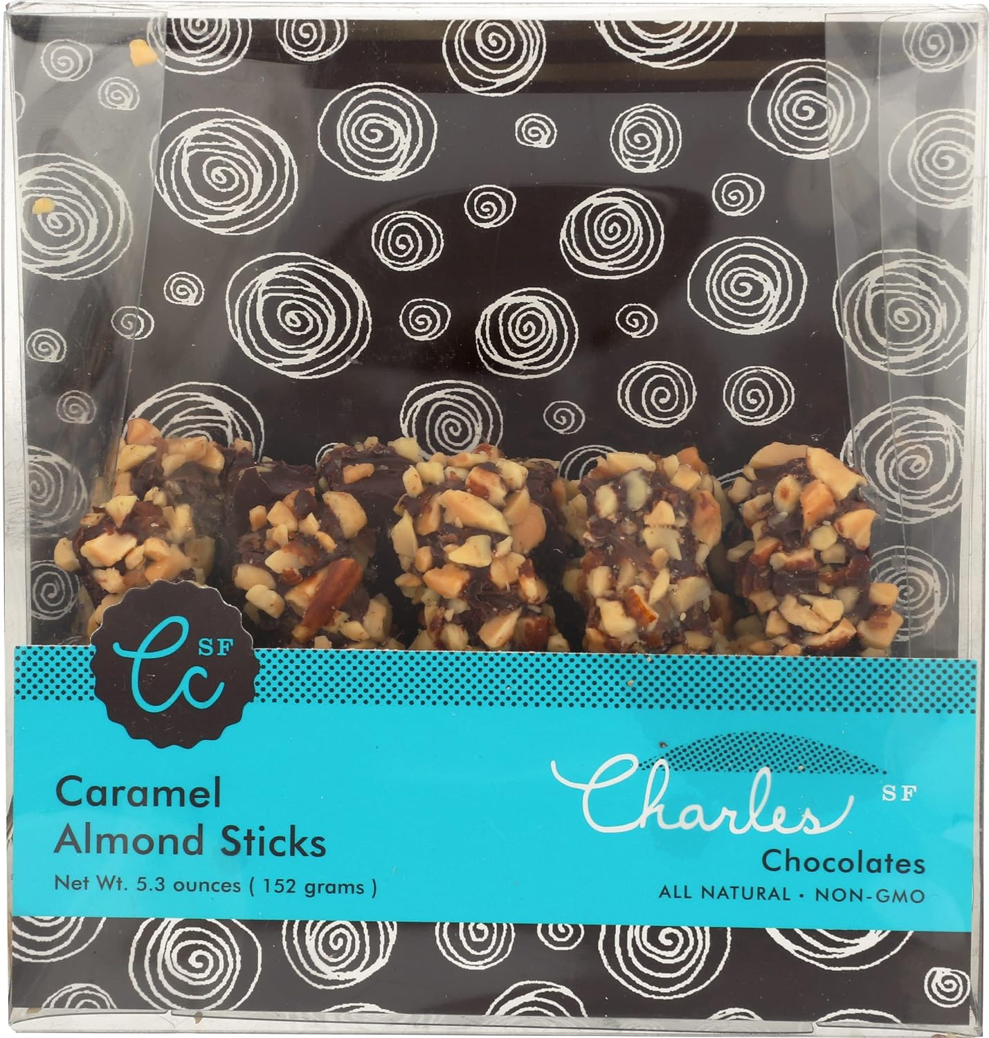 Charles Chocolates Caramel Almond Sticks, 5.3 OZ