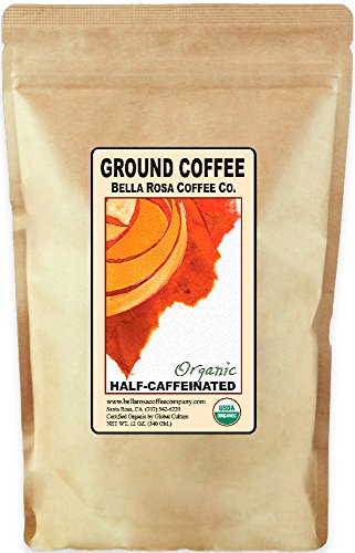 Bella Rosa Coffee Organic Half-Caff, 12 Oz. Fresh Ground Medium Roast