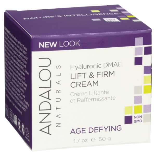 Andalou Naturals Hyaluronic DMAE Lift & Firm Cream, Age Defying, 1.7 Fl Oz (50 Ml)