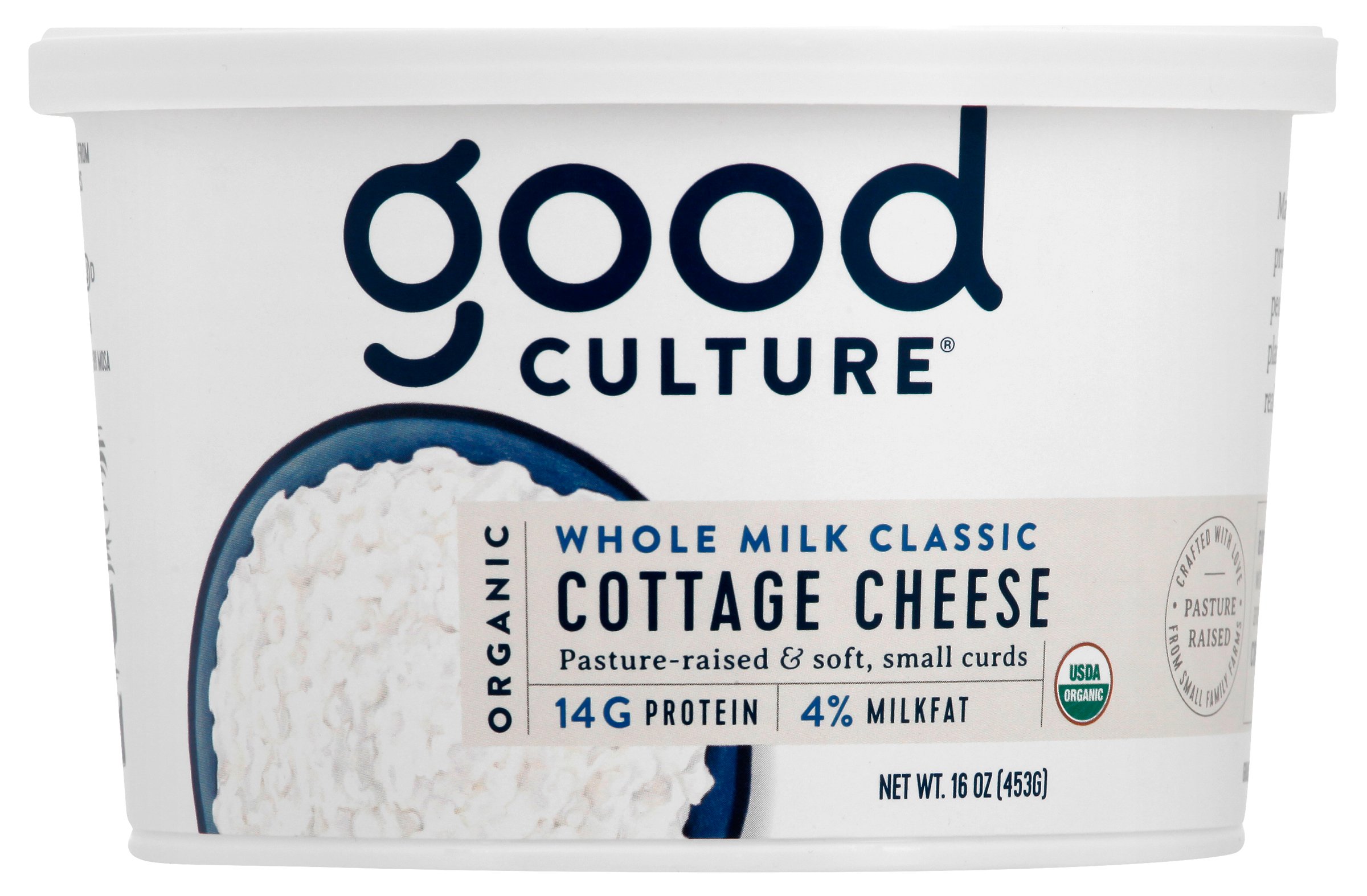 Good Culture Organic Small Curd 4% Milkfat Whole Milk Classic Cottage Cheese 16 Oz