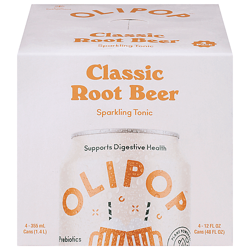 Olipop Classic Root Beer Sparkling Tonic 4 - 355 Ml Cans