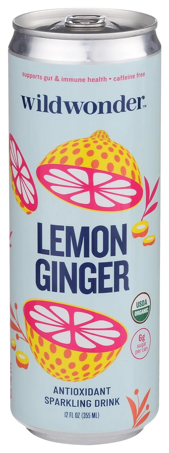 Wild Wonder Organic Lemon Ginger Sparkling Drink, 12 FZ