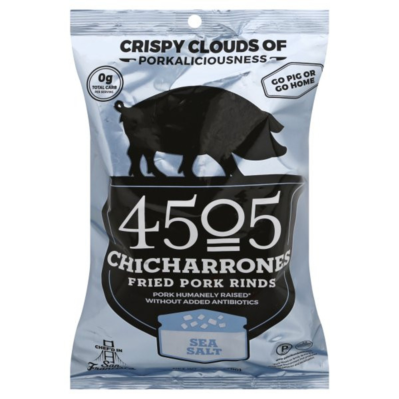 4505 Meats Fried Pork Rinds, Chicharrones, Sea Salt 2.5 Oz
