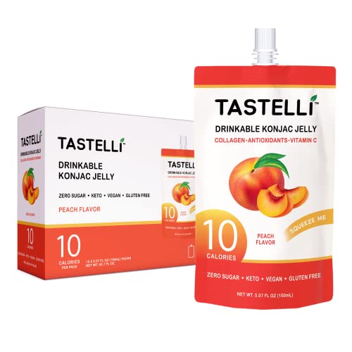 Tastelli KONJAC Jelly: 10 Calories, Zero Sugar, Enhanced Collagen + Vitamin C + Antioxidants, Perfect For Weight Management And Satisfying Cravings With A Health Boost - 150mL X 10 Pouches