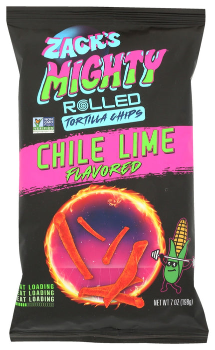 Zack's Mighty Chile Lime Rolled Tortilla Chips, 7 Oz