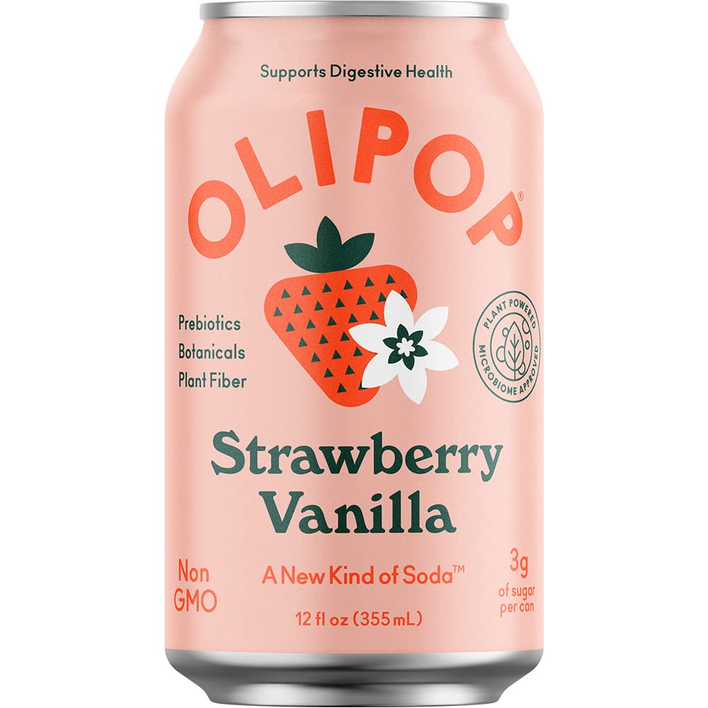 Olipop Strawberry Vanilla Sparkling Tonic, 12 Fl Oz Can