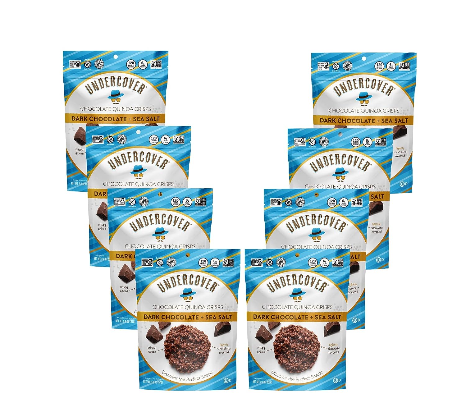 Undercover Snacks - Dark Chocolate + Sea Salt Crispy Quinoa Snack 2 Oz