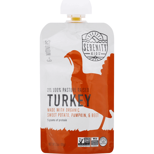 Serenity Kids Pasture Raised Turkey With Organic Pumpkin & Beets Baby Food, 3.5 Oz
