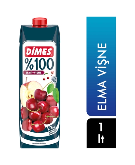 Dimes P-Dimes %100 Meyve Suyu 1 Lt Elma Vişne