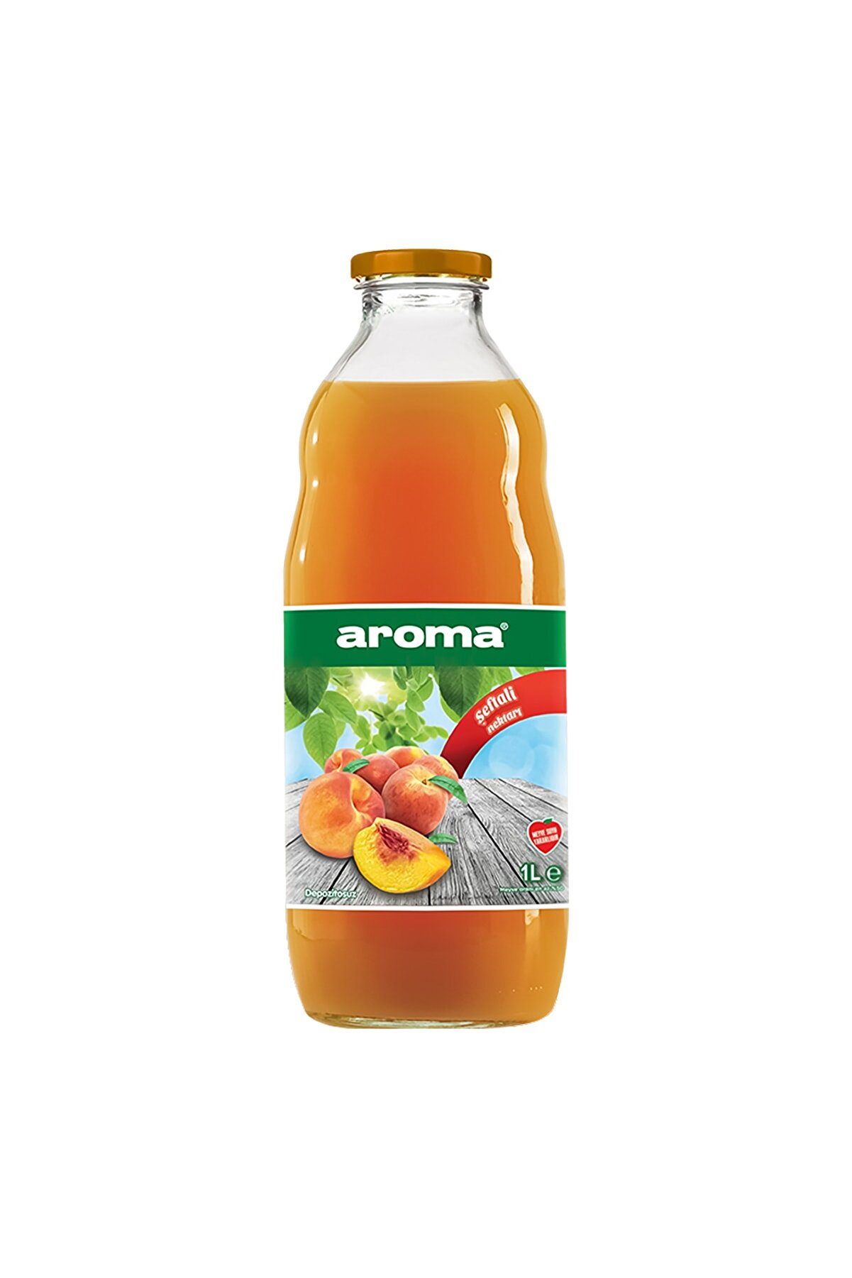 Aroma Şeftali Meyve Suyu 1 Litre Cam Şişe