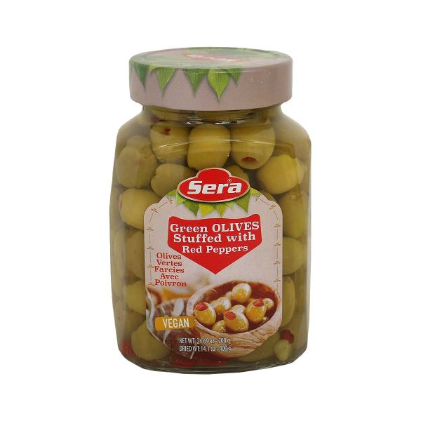 Sera Green Olives Stuffed With Red Peppers 700g