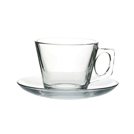 20 Cls Taza Cafe Cristal Con Plato 13,5 Cms Mod Vela