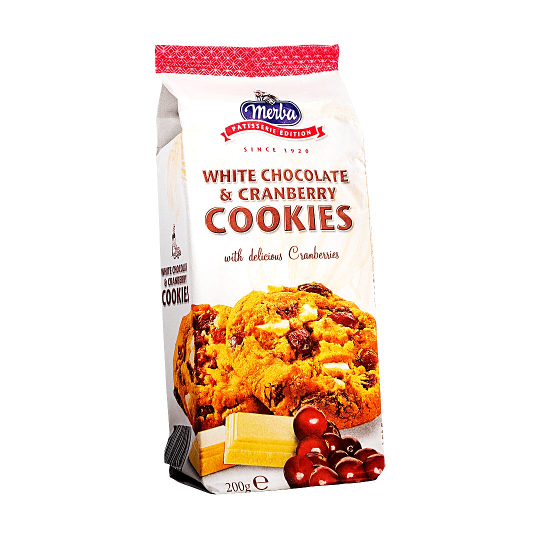 Merba White Chocolate & Cranberry Cookies 200G