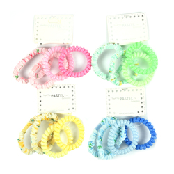 Hair Tie Spiral 4pc Asst Colors