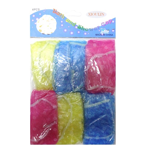 Shower Cap 6pc Asst Clrs-whole