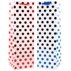 Gift Bag Wine Polka Dot Asst Color