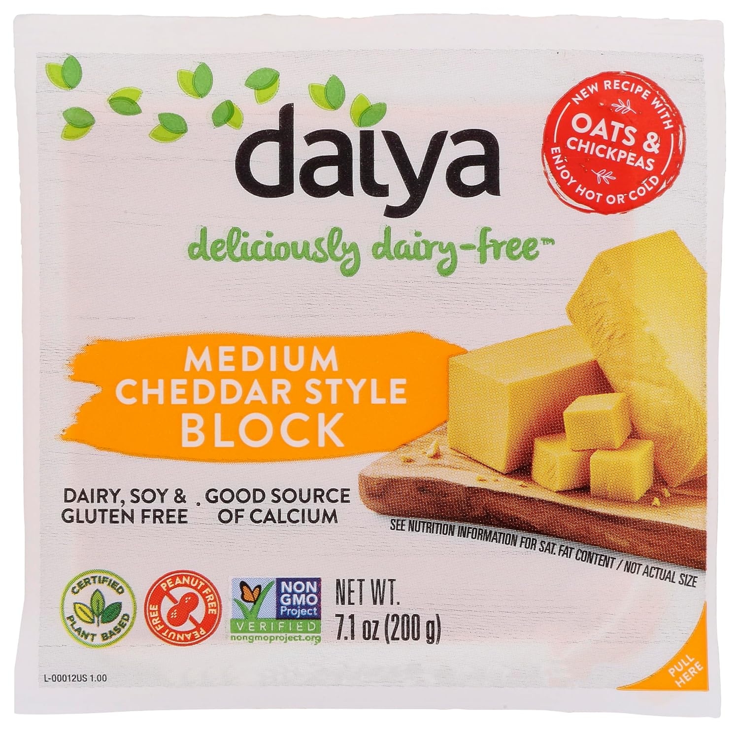 Daiya Dairy Free Medium Cheddar Style Vegan Cheese Block - 7.1 Oz