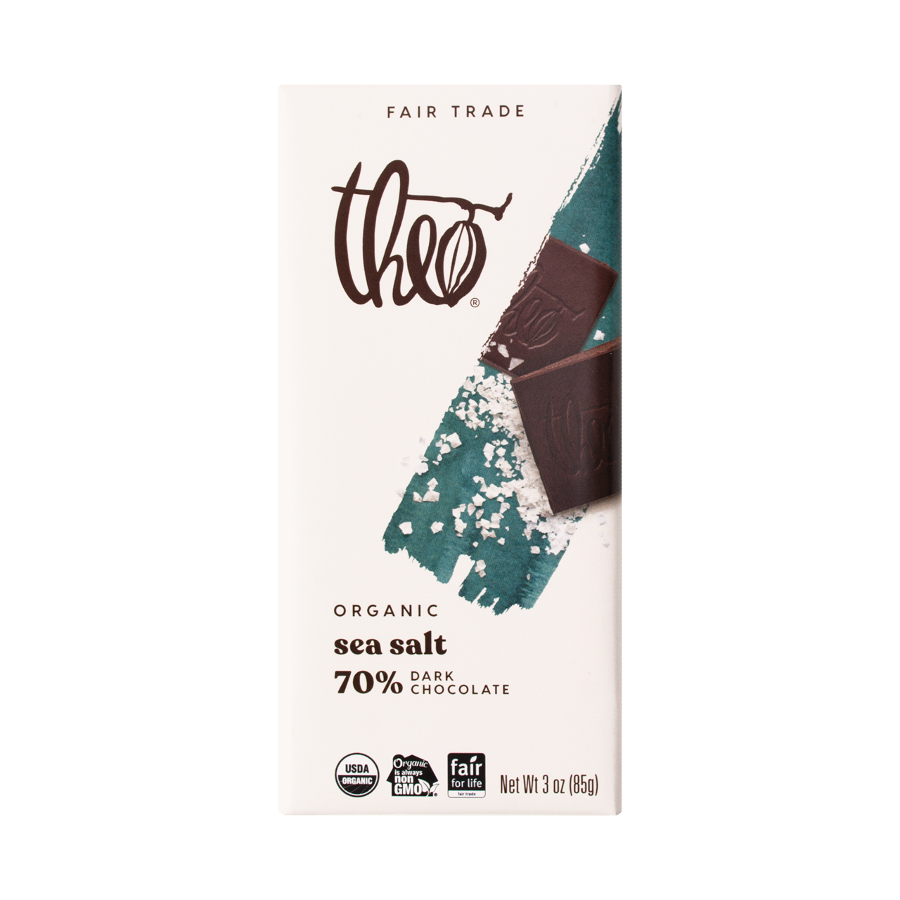 Theo Organic Fair Trade Sea Salt 70% Dark Chocolate Bar