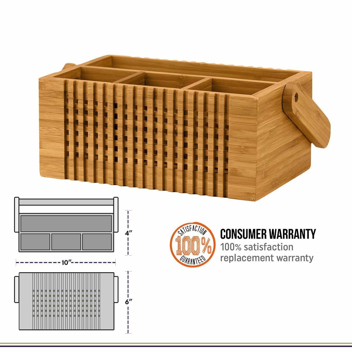 Totally Bamboo Lattice Flatware Caddy With Handle