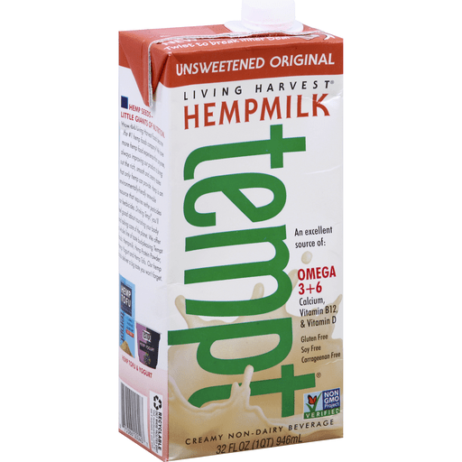 Living Harvest Tempt Hempmilk Unsweetened Original Creamy Non-dairy Beverage -- 32 Fl Oz