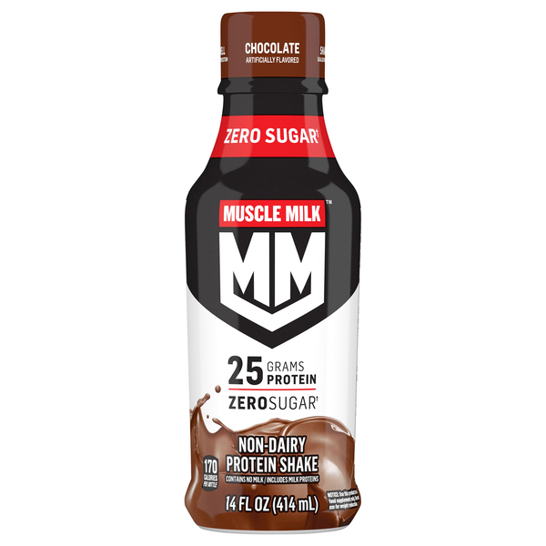 Muscle Milk Protein Shake, Non Dairy, Zero Sugar, Chocolate 14 Fl Oz