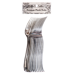 Silver Plastic Cutlery Fork 12ct #11429