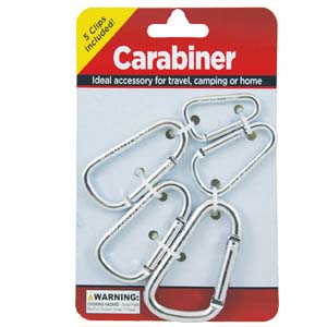 Carabiner Hooks 5pc Silver & Black