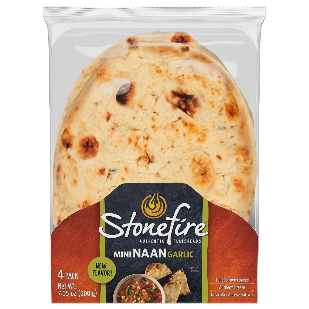 Stonefire Garlic Mini Naan - 4ct