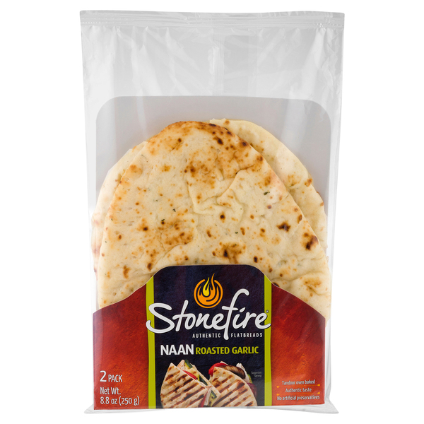 Stonefire Authentic Flatbreads Naan Roasted Garlic