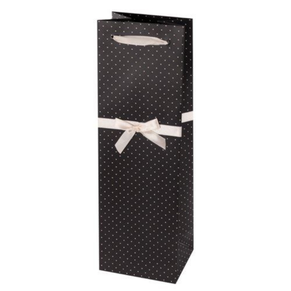 Cakewalk Elegant Black And White Wine Bag