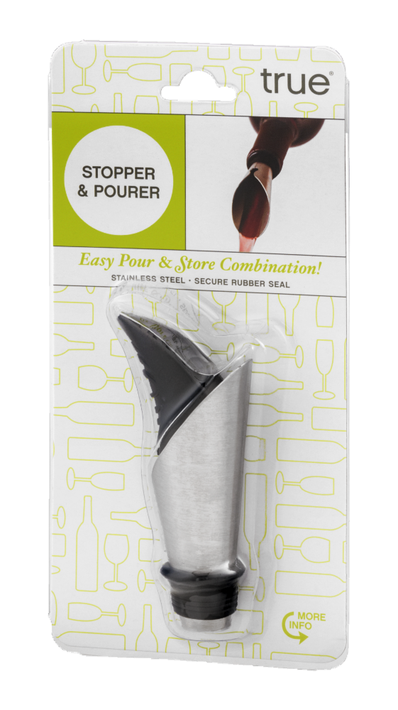 True Duo Bottle Stopper And Pour Spout In Black
