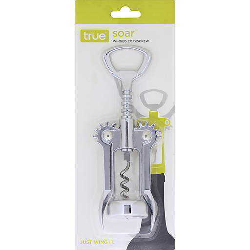 True Soar Chrome Winged Corkscrew, Self Centering Worm, Bottle Opener