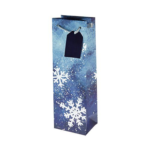 True Fabrications Blue Snowflake Dbl Wine Bag