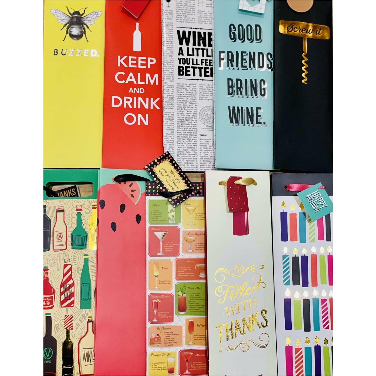 Cakewalk Kraft And Gold Wine Bag Assortment