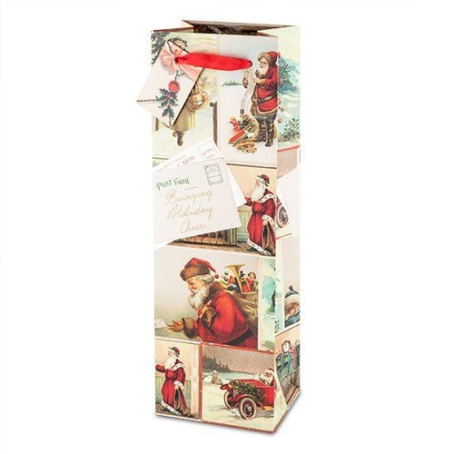Cakewalk Santa Collage Single-Bottle Wine Bag