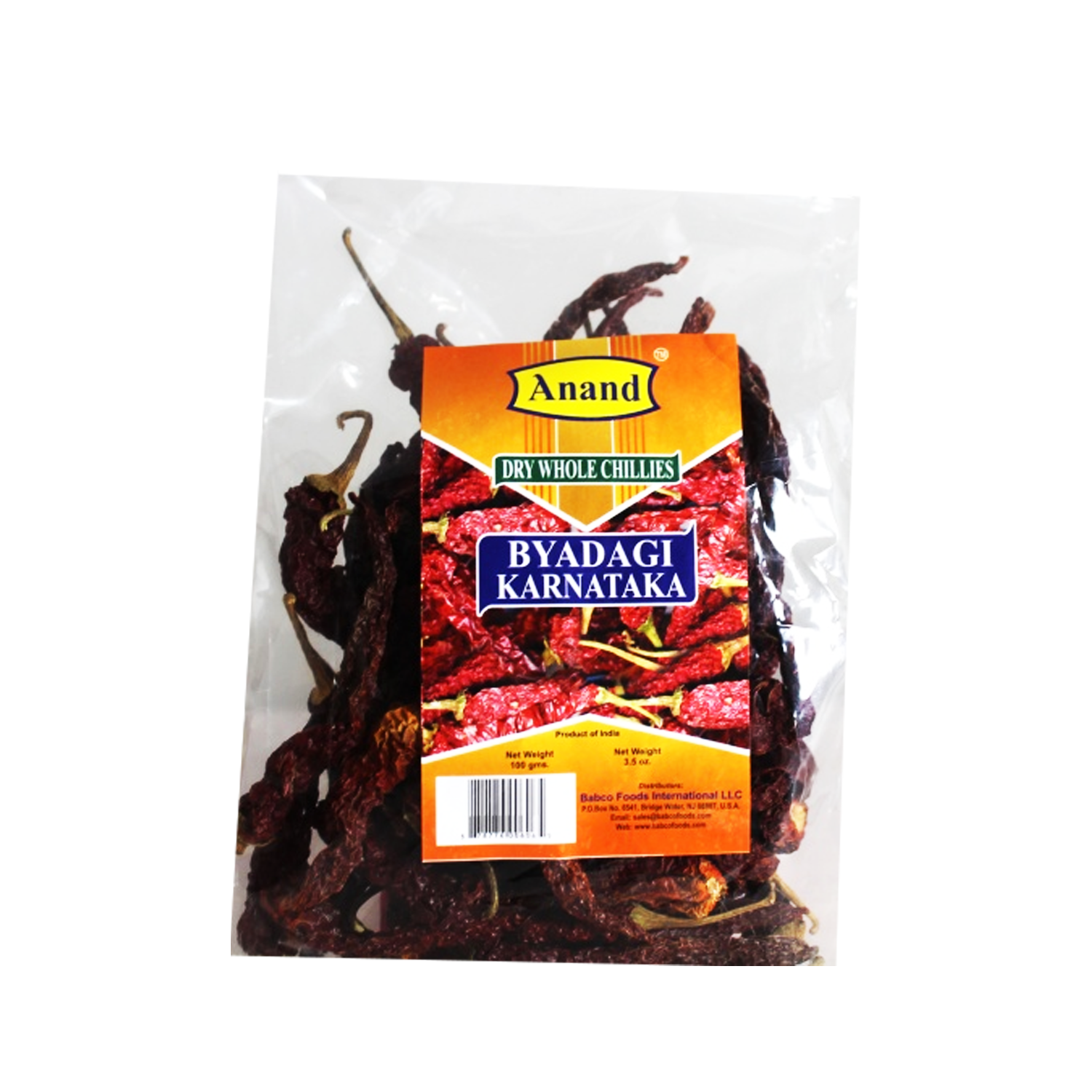Anand Byadagi Karnataka Dry Whole Chillies - 100g. 3.5oz