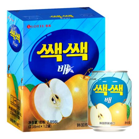 Lotte 乐天Sac Sac梨汁饮料 238ml (12 Cans)