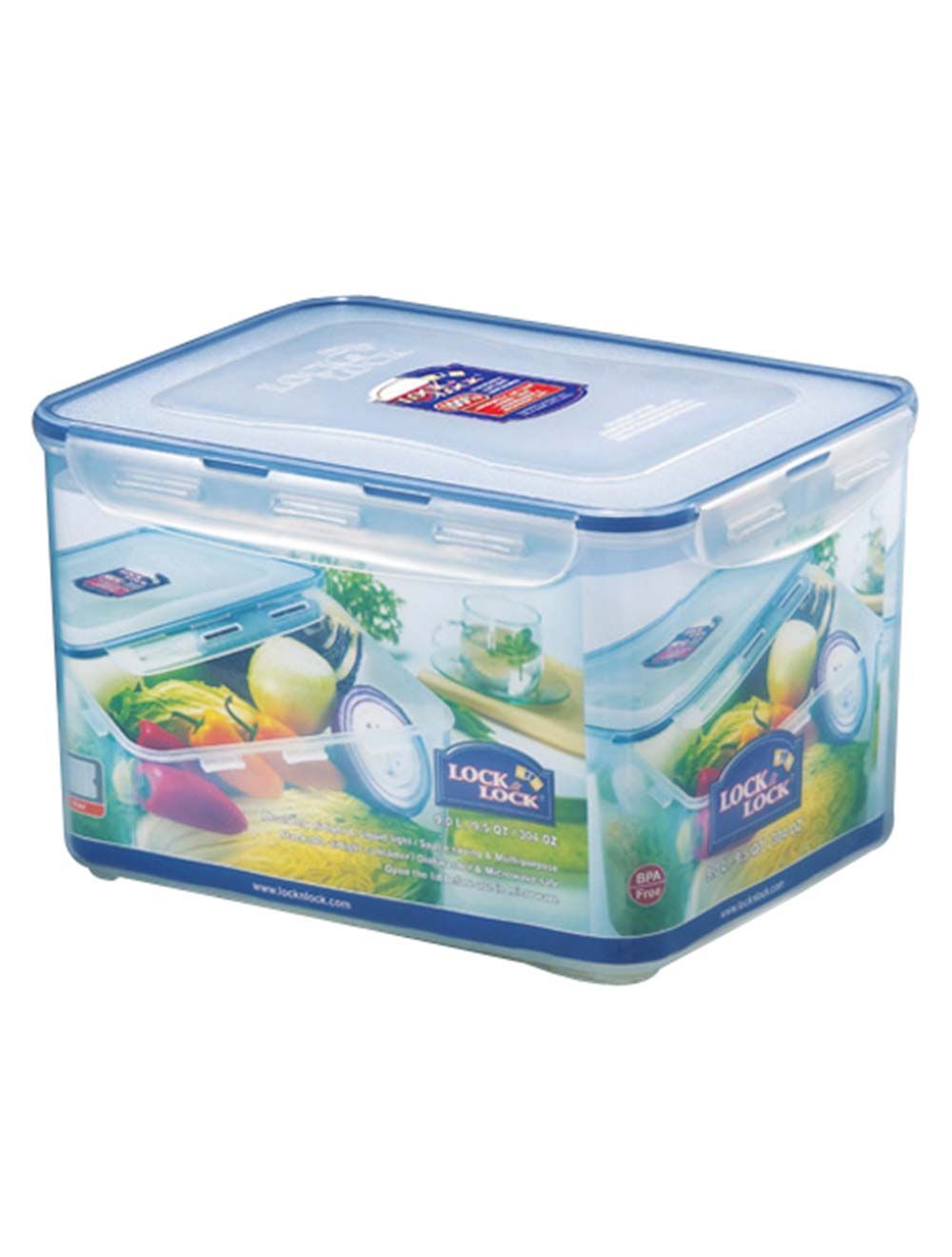 Lock & Lock Rectangular Storage Container Clear/Blue, 9 L