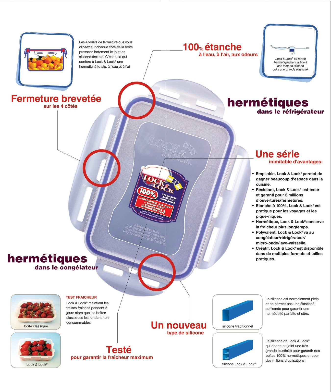Lock&Lock 51-Fluid Ounce Slender Container With Flip Lid, 6.2-Cup