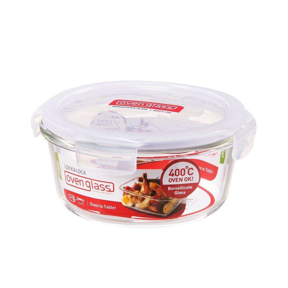 Lock & Lock Purely Better Glass Round Food Storage Container, 21-Ounce